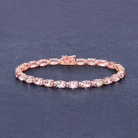 8.95 Carat Genuine Morganite and White Diamond 14K Rose Gold Bracelet