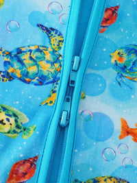 PoshTOT Little Sea turtle Bamboo Baby Convertible Zippy Romper