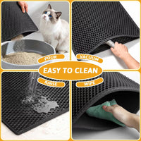 Large Cat Litter Trapper Mat with Exclusive Urine/Waterproof Layer - Cat Litter Mat - Larger Holes with Urine Puppy Pad Option for Messy Cats - Soft on Paws and Light - 30" x 24" (Black) - 2pk
