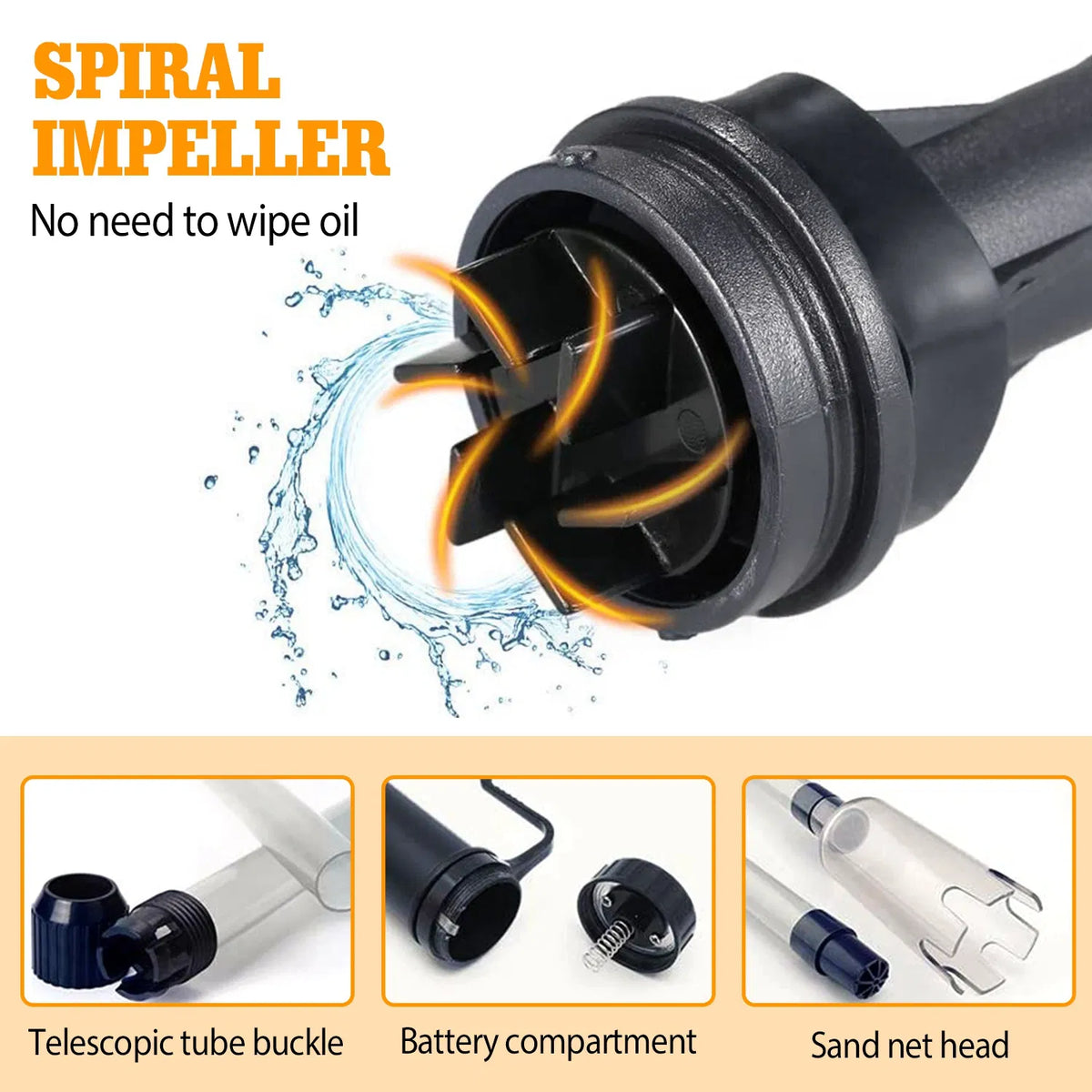 2-in-1 Aquarium Gravel Cleaner & Siphon Pump, Battery Powered Dirt/Fish Waste Remover, Adjustable Tubes for Small/Medium