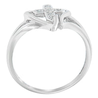 10K White Gold Diamond-Accented Cross & Open Heart Promise Fashion Ring (H-I Color, I1-I2 Clarity) - Size 7