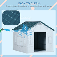 Plastic Dog House for Medium and Small Dogs, Water Resistant Puppy Shelter Indoor Outdoor with Door, Easy to Assemble, B