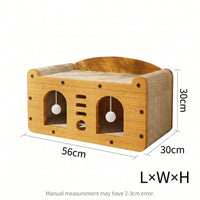 Multi-Style Double-Layer Cat Scratcher House, 2-Tier Large Cat Villa Bed With Corrugated Cardboard, Interactive Hanging 