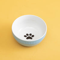 Ceramic Pet Bowl High Foot Neck Protection Snacks Anti-black Chin Oblique Mouth
