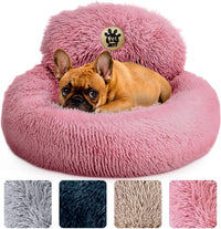 Medium Calming Dog Bed 30in Donut Plush Washable Bed Up to 45lbs