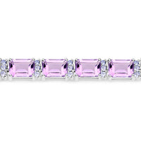 19.19 Carat Genuine Amethyst and Tanzanite .925 Sterling Silver Bracelet