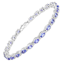 6.00 Carat Genuine Tanzanite .925 Sterling Silver Bracelet