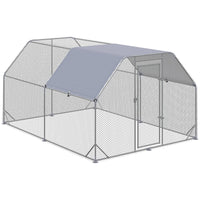 Chicken Run, Galvanized Large Metal Chicken Coop Cage, Walk-in Enclosure Poultry Hen Run House Playpen Rabbit Hutch with