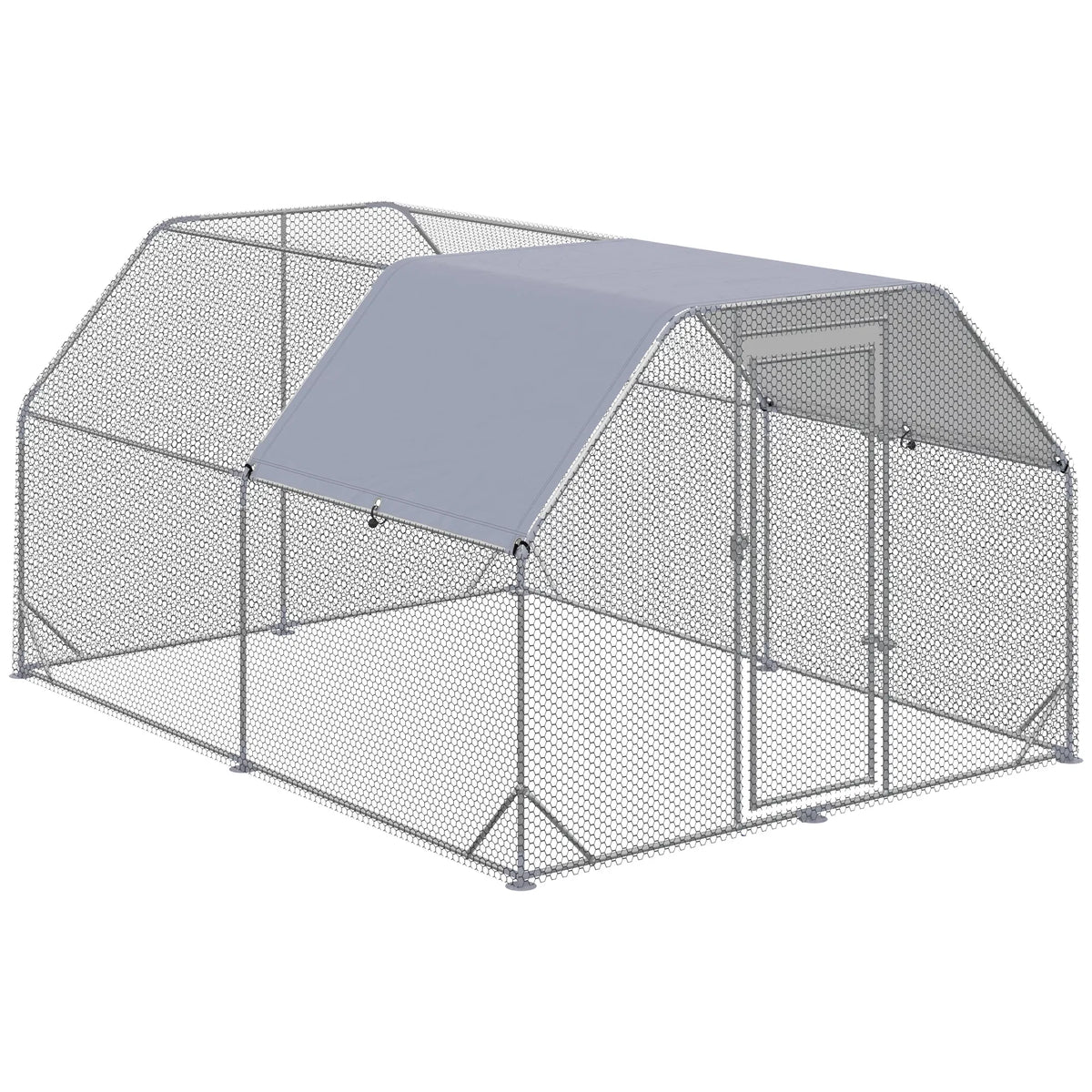 Chicken Run, Galvanized Large Metal Chicken Coop Cage, Walk-in Enclosure Poultry Hen Run House Playpen Rabbit Hutch with