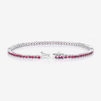3.35 Carat Genuine Ruby .925 Sterling Silver Bracelet