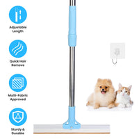 1Pc Pet Hair Removal Rake With 54.33in Adjustable Telescopic Rod Multi-Fabric Dog Cat Hair Scraper Lint Shaver For Carpe