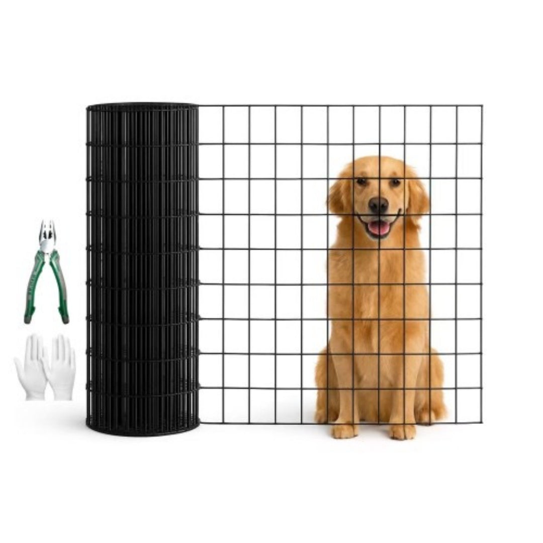 48 INCHx33 FT Black Vinyl-coated Metal Mesh, 16 Gauge 0.67 Inch Black PVC Metal Mesh, Black Welded Wire Mesh Support, Po