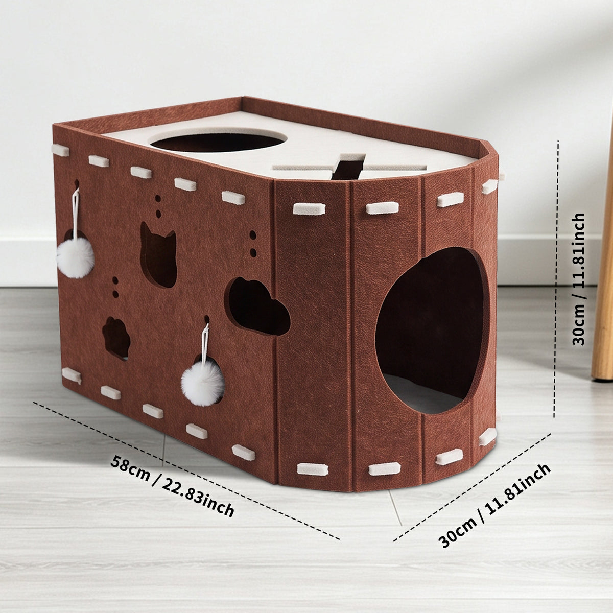 X-shaped Cat Bed - Dark Brown And Light Brown Colors
