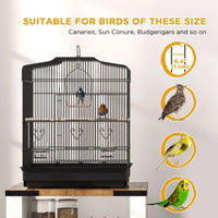 23" Bird Cage, Finches Canaries, Parrot Cage with Doors Perches, 2 Feeder Pet Supplies, Black