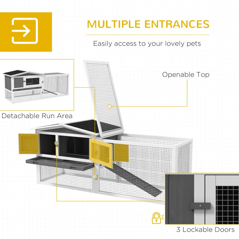 Hutch 2-Story Bunny Cage, Guinea Pig Cage Indoor Outdoor, Small Animal House With Slide Out Tray, For Rabbits, Chickens,