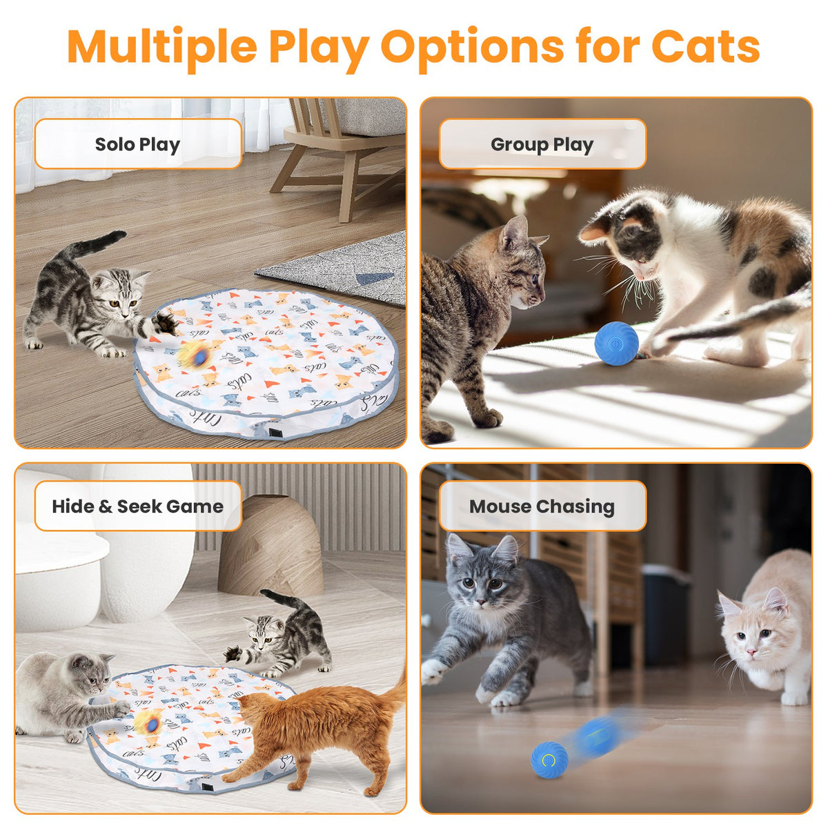 1Pc Cat Toys Ball Fast Rolling In Pouch Rechargeable Motion Activated Interactive Cat Toys For Indoor Cats Hide And Seek