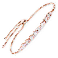 0.89 Carat Genuine Morganite and White Topaz .925 Sterling Silver Bracelet