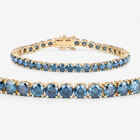 14.33 Carat Genuine Blue Diamond 14K Yellow Gold Bracelet
