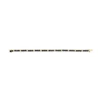 18K Yellow Gold Alternating 1 1/5 Cttw Diamond and 3X3 MM Blue Sapphire Tennis Bracelet (G-H Color, VS1-VS2 Clarity) - 7" Inches