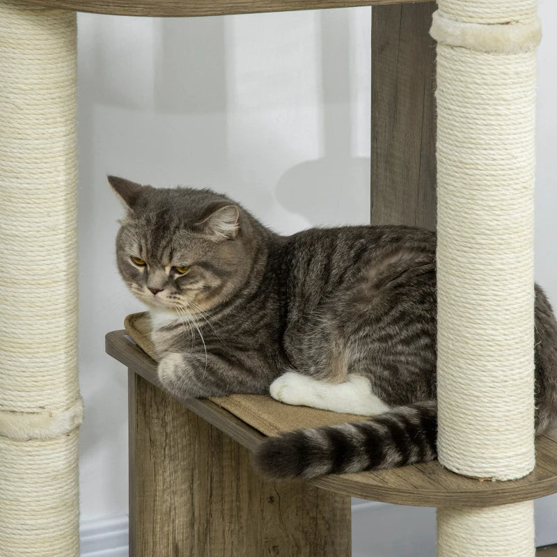 Corner Modern Cat Tree Tall For Climbing, Large Multilevel Cat Tower With Scratching Posts, Small-Fit Kitten Tower With 