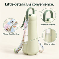 3in1 Dog Water Bottle With Mist Sprayer & Food Storage, Portable Pet Travel Water Dispenser For Walking Hiking Camping