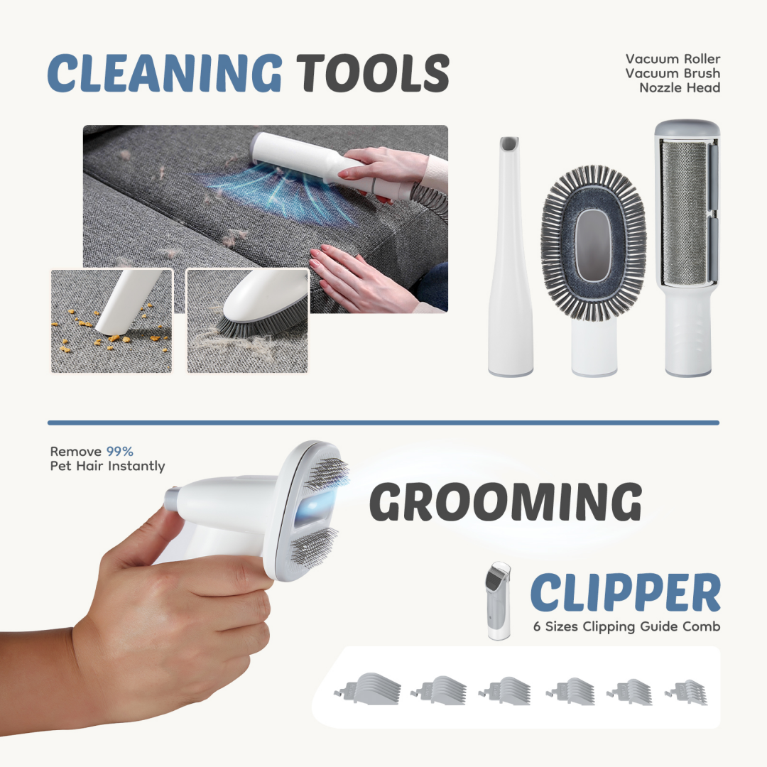 Professional Dog Grooming Clippers With 2.5L Cup, 3 Suction Modes, Cordless Clippers, 5 Groomer Tools, Low Noise Pet Hai