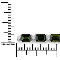 19.04 Carat Genuine Green Tourmaline and White Diamond 14K White Gold Bracelet