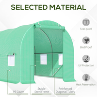 Outsunny 15X 6 X 7 Walk-in Tunnel Greenhouse Garden Plant Growing House With Door And Ventilation Window, Green