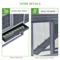 Chicken Coop Kit 59 Outdoor Solid Wood Enclosed House Ventilation Gray