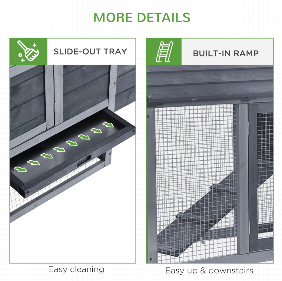 Chicken Coop Kit 59 Outdoor Solid Wood Enclosed House Ventilation Gray