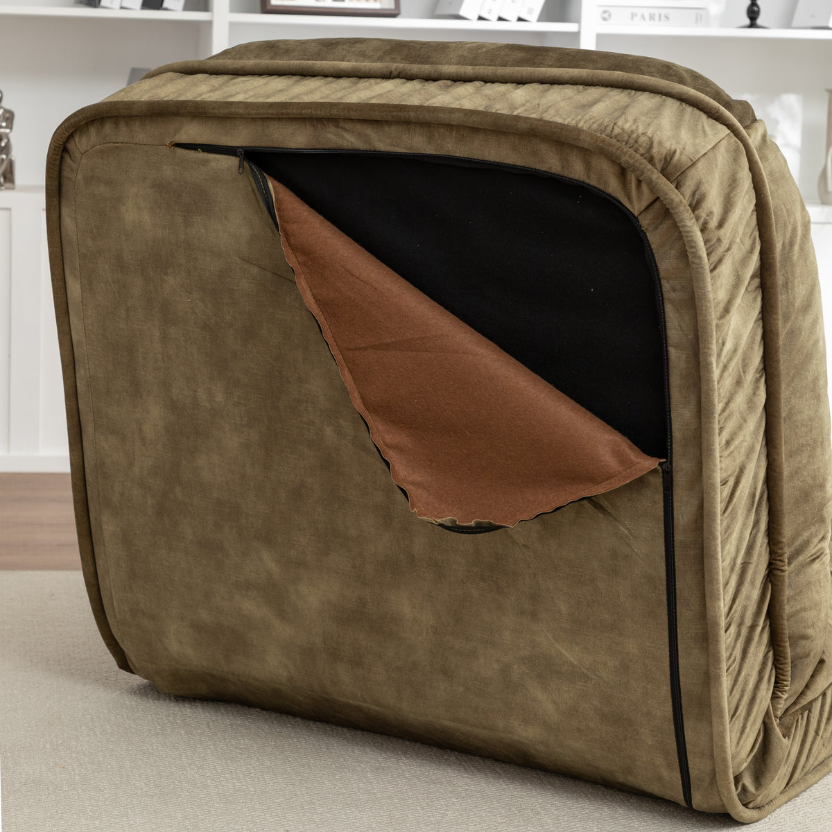 Upholstered Human Dog Bed for Adult & Pets,with 5 Adjustable Position &Massage Pillow, Bean Bag floor sofa with 2 Soft P