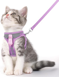 Escape Proof Cat Harness and Leash Set Reflective Adjustable Vest