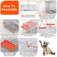 Heavy-Duty Live Animal Trap - 37x14x15 Inch Galvanized Mesh, Sensitive Pedal Trigger & Rear Release Door, Guarded Handle