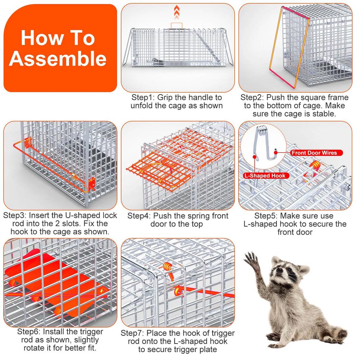 Heavy-Duty Live Animal Trap - 37x14x15 Inch Galvanized Mesh, Sensitive Pedal Trigger & Rear Release Door, Guarded Handle
