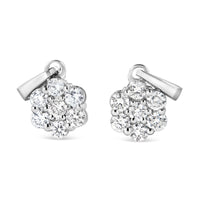 14KT White Gold 1/2 cttw Diamond Floral Cluster Pendant Necklace (HI, SI2-I1)