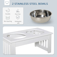 6" Height Small Puppy Dog Feeding Station for Messy Pets, Stainless Steel Elevated Dog Bowls with Modern Wooden Frame, D