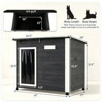 42.5" x 27" x 33.5" Outdoor Dog House with Sloped Asphalt Roof, Elevated Floor & Openable Roof Weatherproof Pet Kennel w