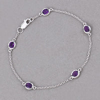 1.70 Carat Genuine Amethyst .925 Sterling Silver Bracelet