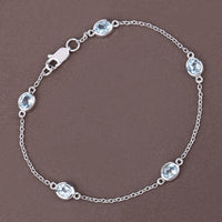 1.80 Carat Genuine Blue Topaz .925 Sterling Silver Bracelet