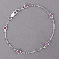 0.65 Carat Genuine Ruby .925 Sterling Silver Bracelet