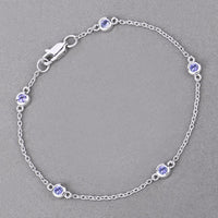 0.50 Carat Genuine Tanzanite .925 Sterling Silver Bracelet