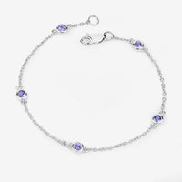 0.50 Carat Genuine Tanzanite .925 Sterling Silver Bracelet