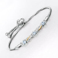 0.74 Carat Genuine Aquamarine and White Sapphire .925 Sterling Silver Bracelet