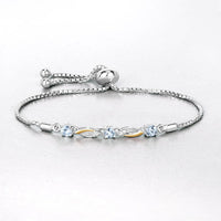 0.74 Carat Genuine Aquamarine and White Sapphire .925 Sterling Silver Bracelet