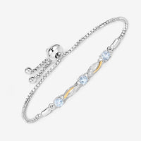 0.74 Carat Genuine Aquamarine and White Sapphire .925 Sterling Silver Bracelet