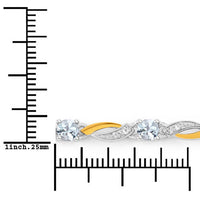 0.74 Carat Genuine Aquamarine and White Sapphire .925 Sterling Silver Bracelet
