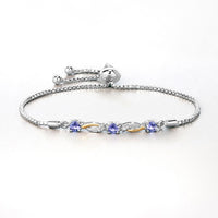 0.77 Carat Genuine Tanzanite and White Sapphire .925 Sterling Silver Bracelet