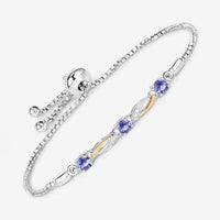 0.77 Carat Genuine Tanzanite and White Sapphire .925 Sterling Silver Bracelet
