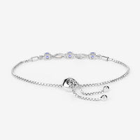 0.77 Carat Genuine Tanzanite and White Sapphire .925 Sterling Silver Bracelet