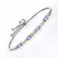 1.81 Carat Genuine Tanzanite and White Topaz .925 Sterling Silver Bracelet